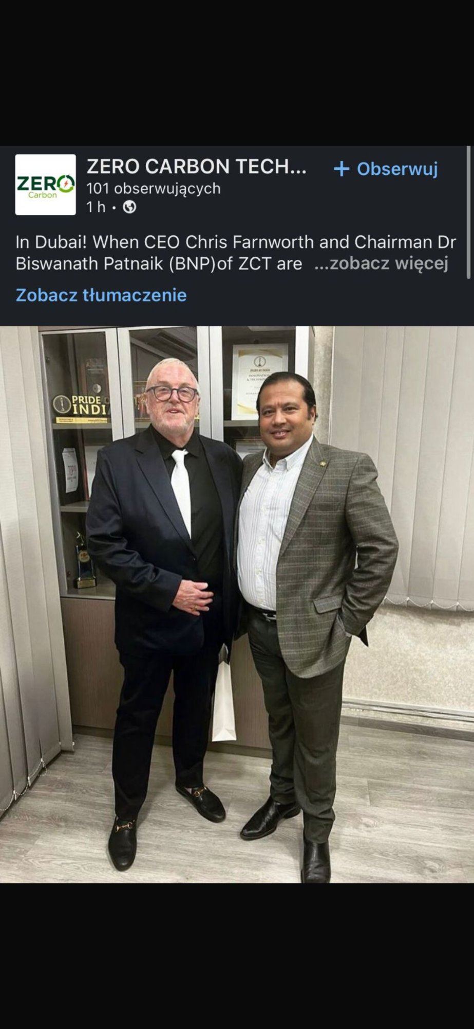 Patnaik with ZCT CEO Chris Farnworth in Dubai