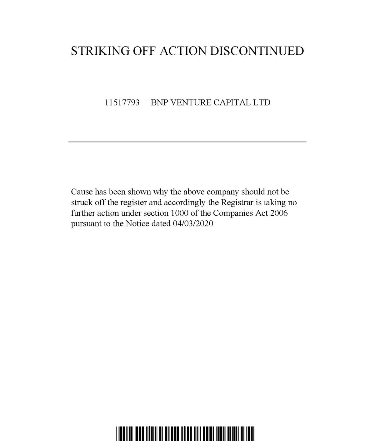 Striking Off Discontinued 2020