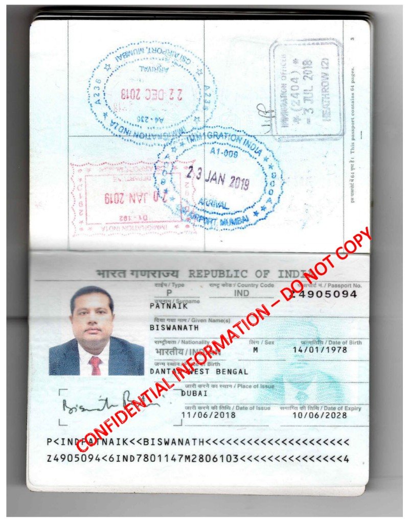Passport Z4905094 — scanned data page + stamps