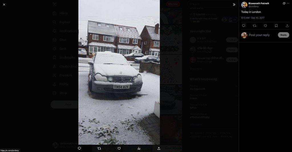 Twitter — Dec 10 2017 Today in London — snowy Mercedes