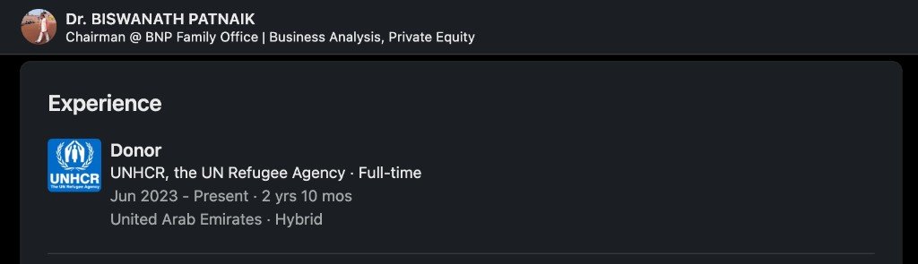 LinkedIn — UNHCR Donor listed as Full-time role