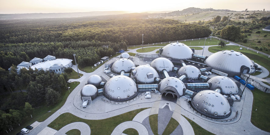 Alwernia Planet — aerial view of dome complex, Kraków Poland