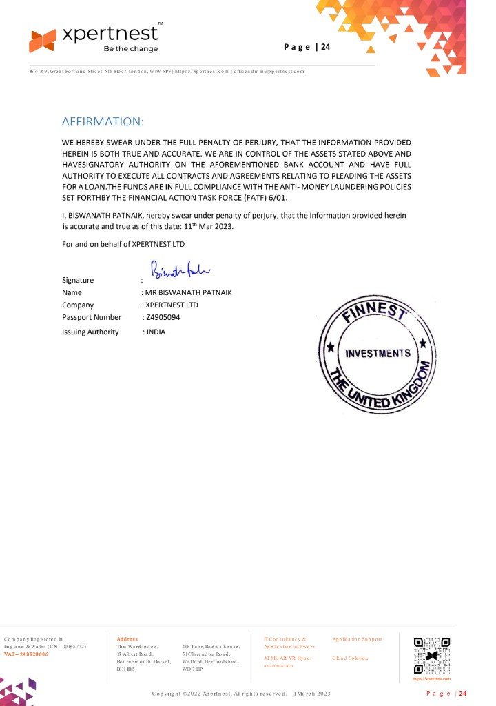 Xpertnest affirmation + Finnest stamp