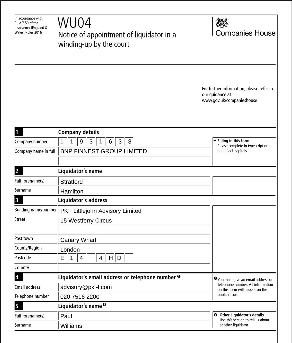 WU04 Liquidator Appointment p.1