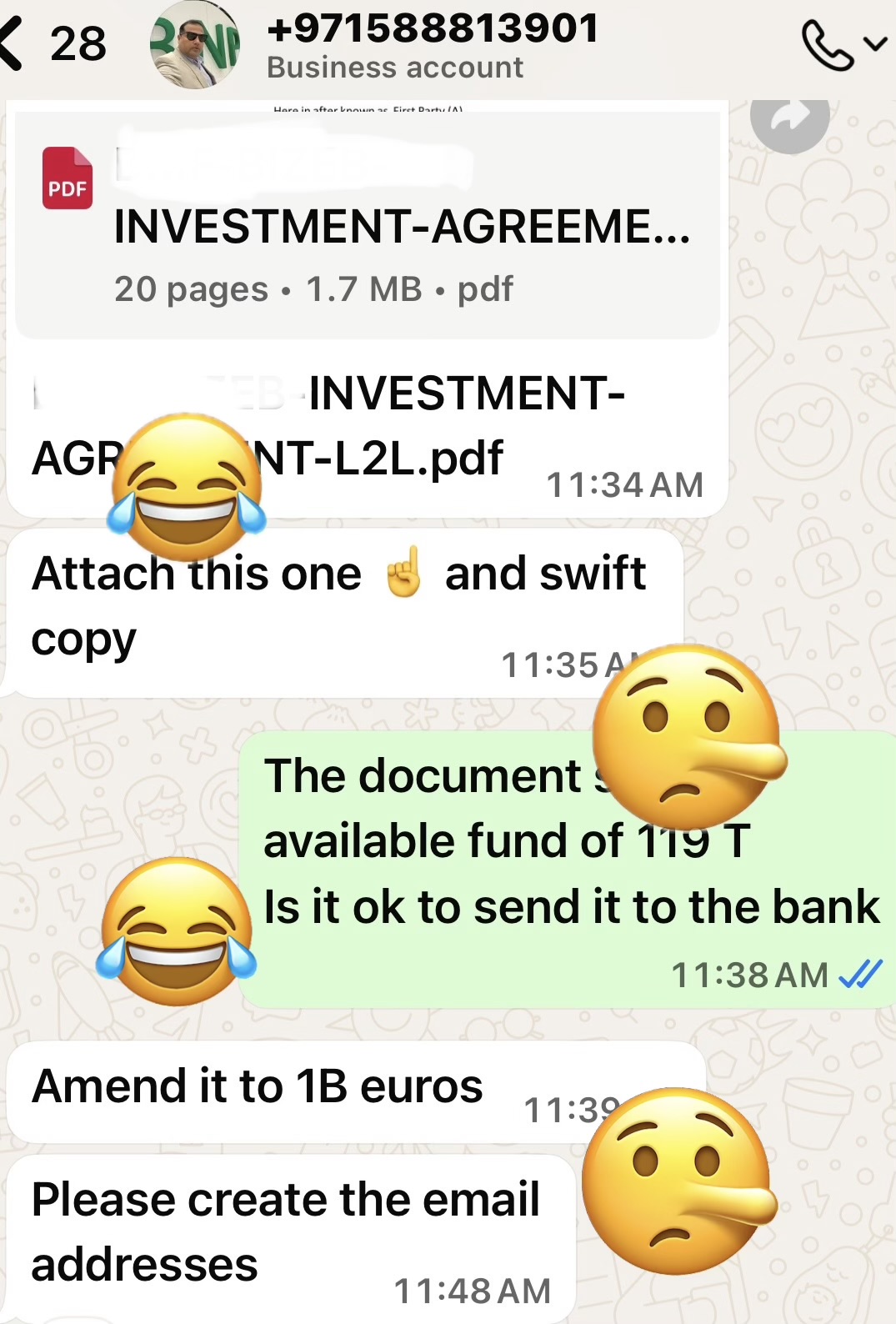 WhatsApp conversation — amend to 1B