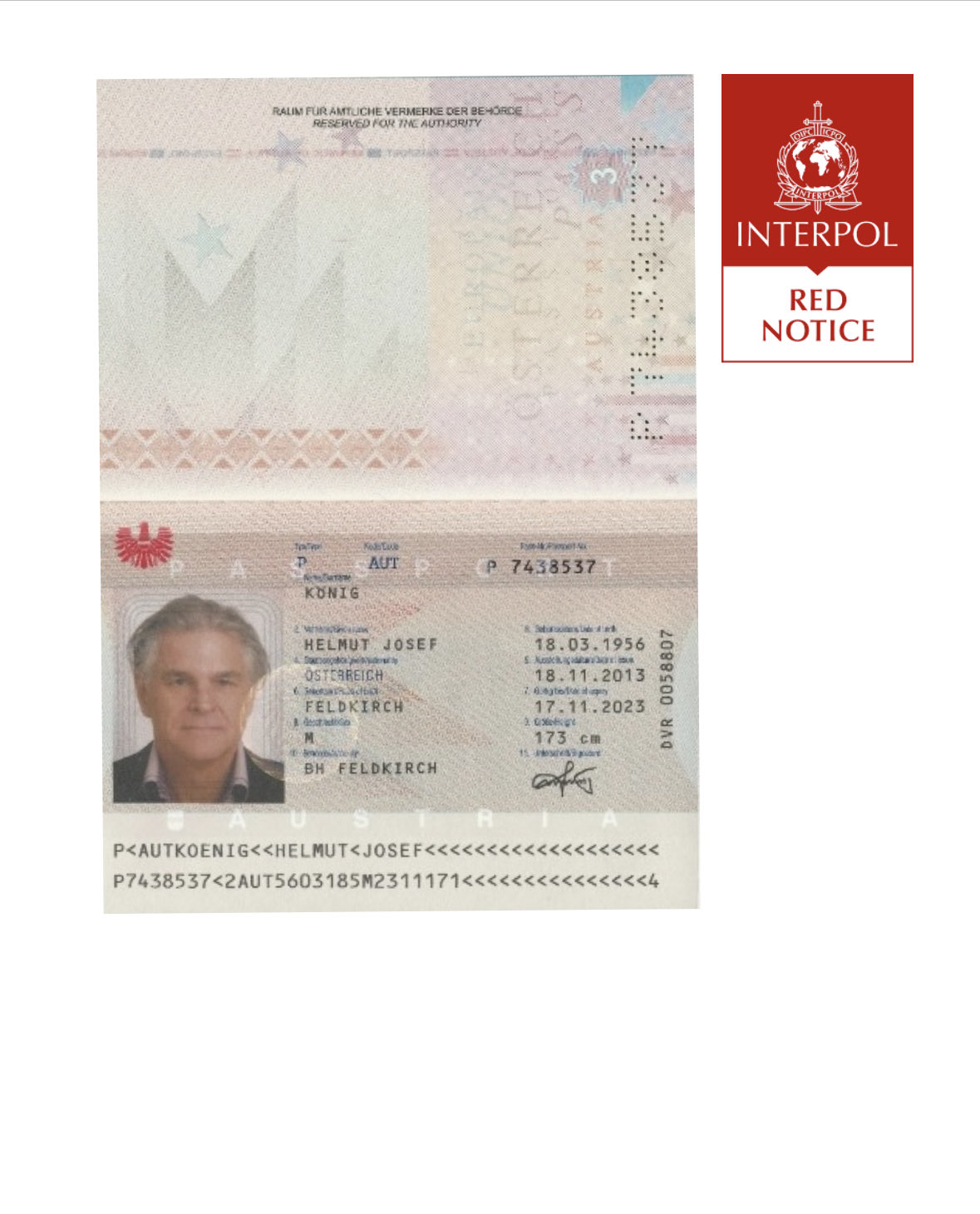 Helmut Josef König passport — INTERPOL Red Notice