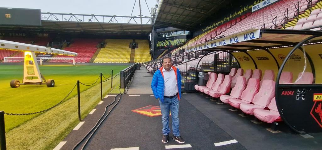 Pitchside at Vicarage Road