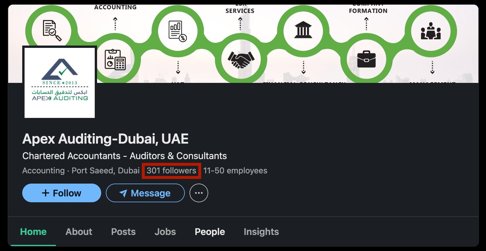 Apex Auditing LinkedIn — 301 followers