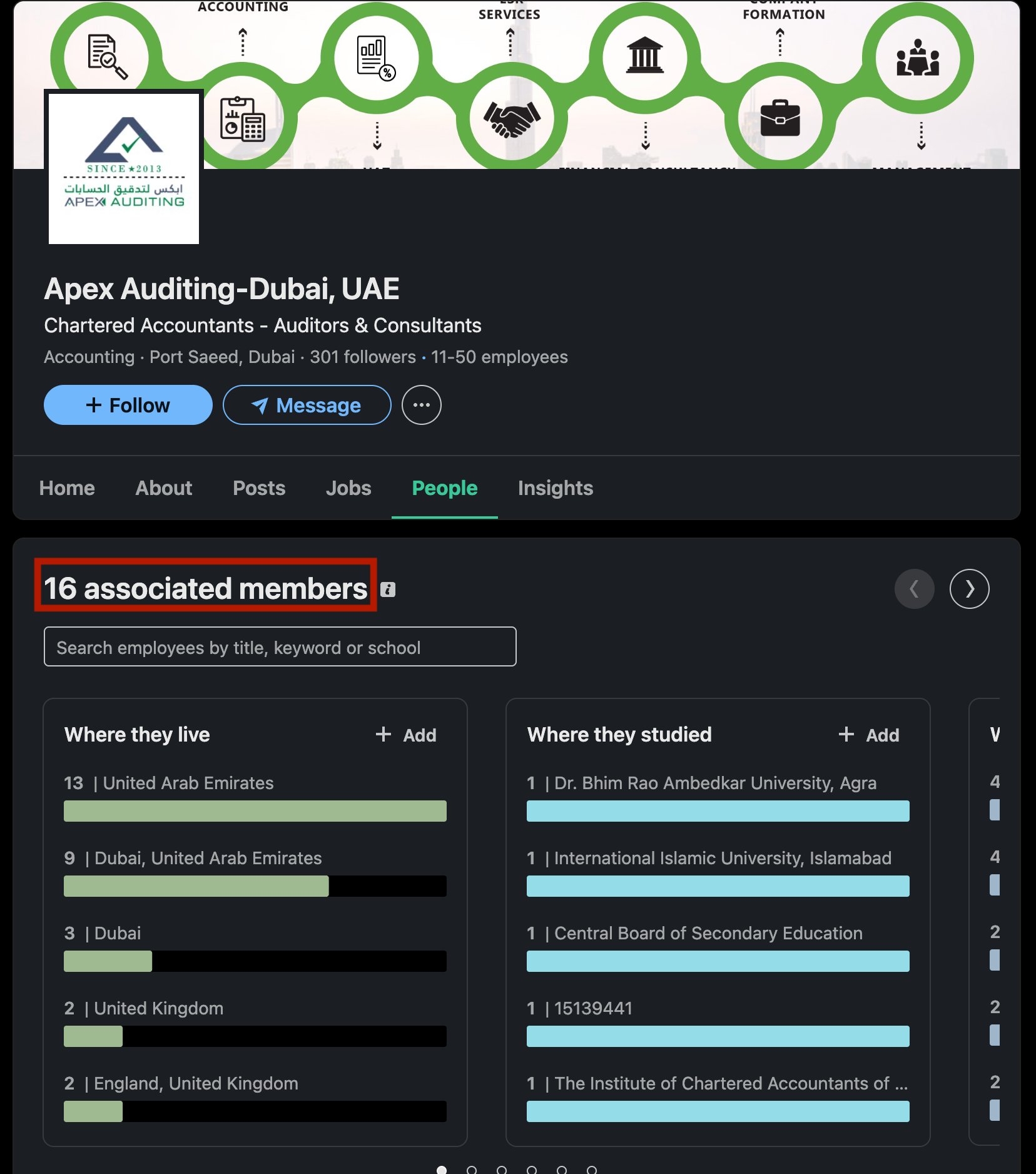 Apex LinkedIn People — 16 associated members