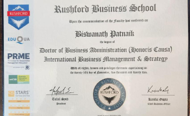Rushford DBA certificate — Biswanath Patnaik